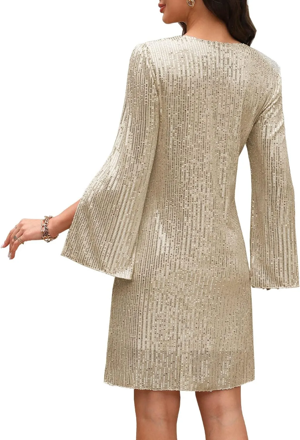 Wedding Guest Cocktail & Formal Dresses for Women - Lace Sequin Prom Evening Dress