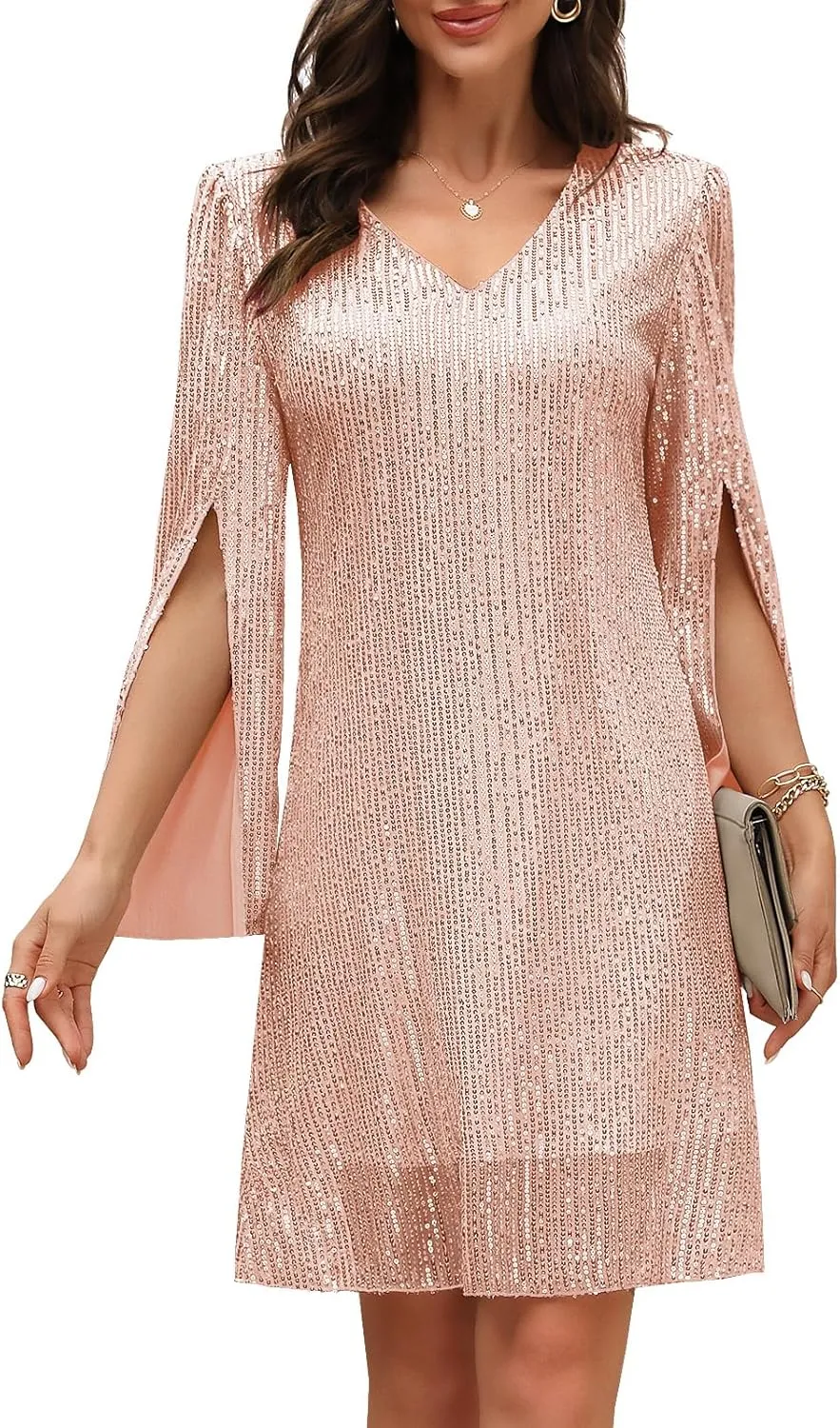 Wedding Guest Cocktail & Formal Dresses for Women - Lace Sequin Prom Evening Dress