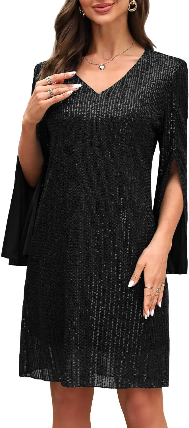 Wedding Guest Cocktail & Formal Dresses for Women - Lace Sequin Prom Evening Dress