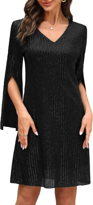 Wedding Guest Cocktail & Formal Dresses for Women - Lace Sequin Prom Evening Dress