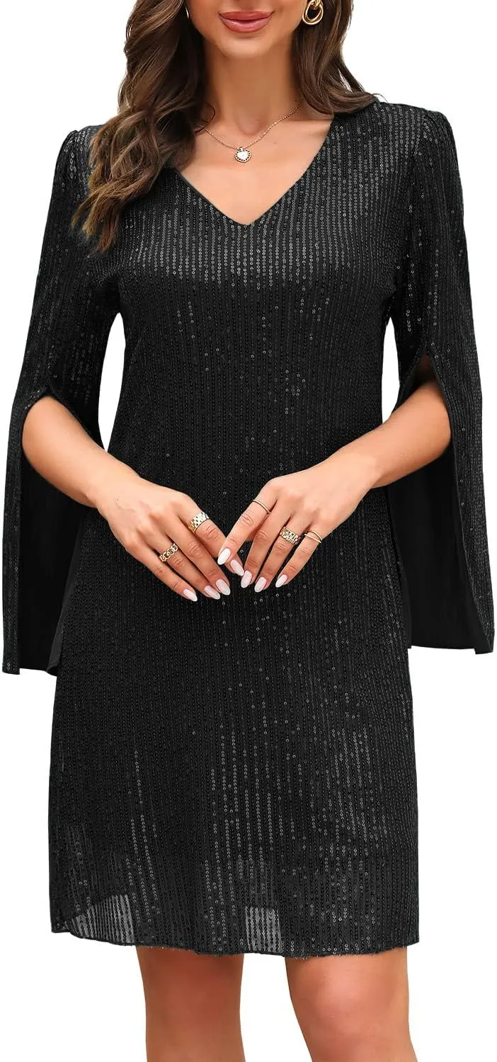 Wedding Guest Cocktail & Formal Dresses for Women - Lace Sequin Prom Evening Dress