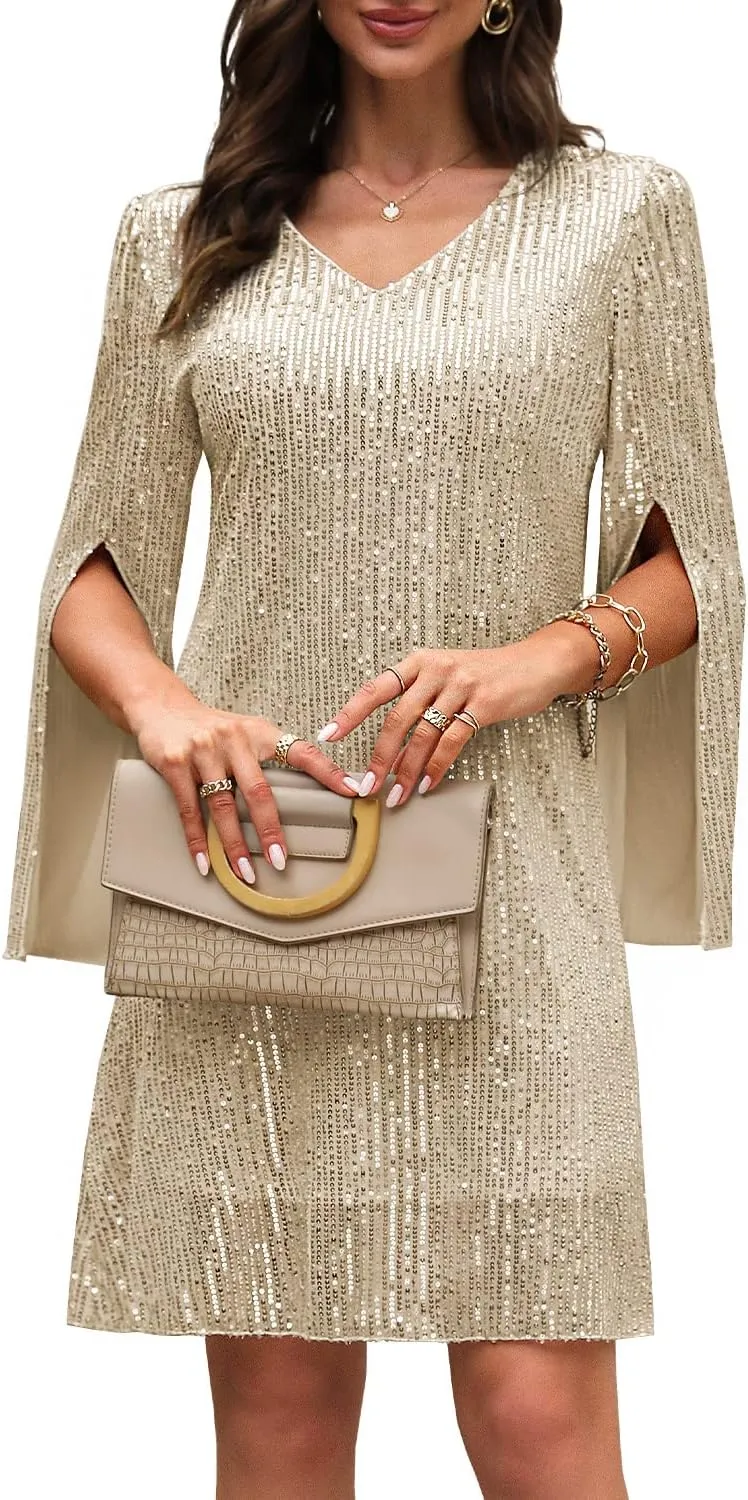 Wedding Guest Cocktail & Formal Dresses for Women - Lace Sequin Prom Evening Dress