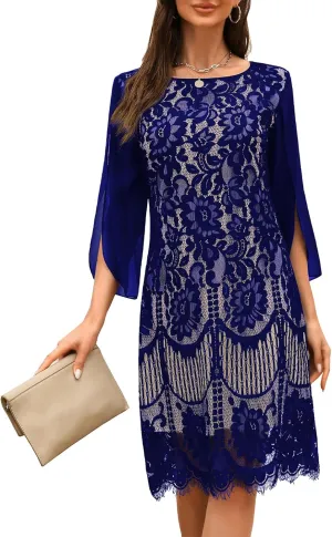 Wedding Guest Cocktail & Formal Dresses for Women - Lace Sequin Prom Evening Dress