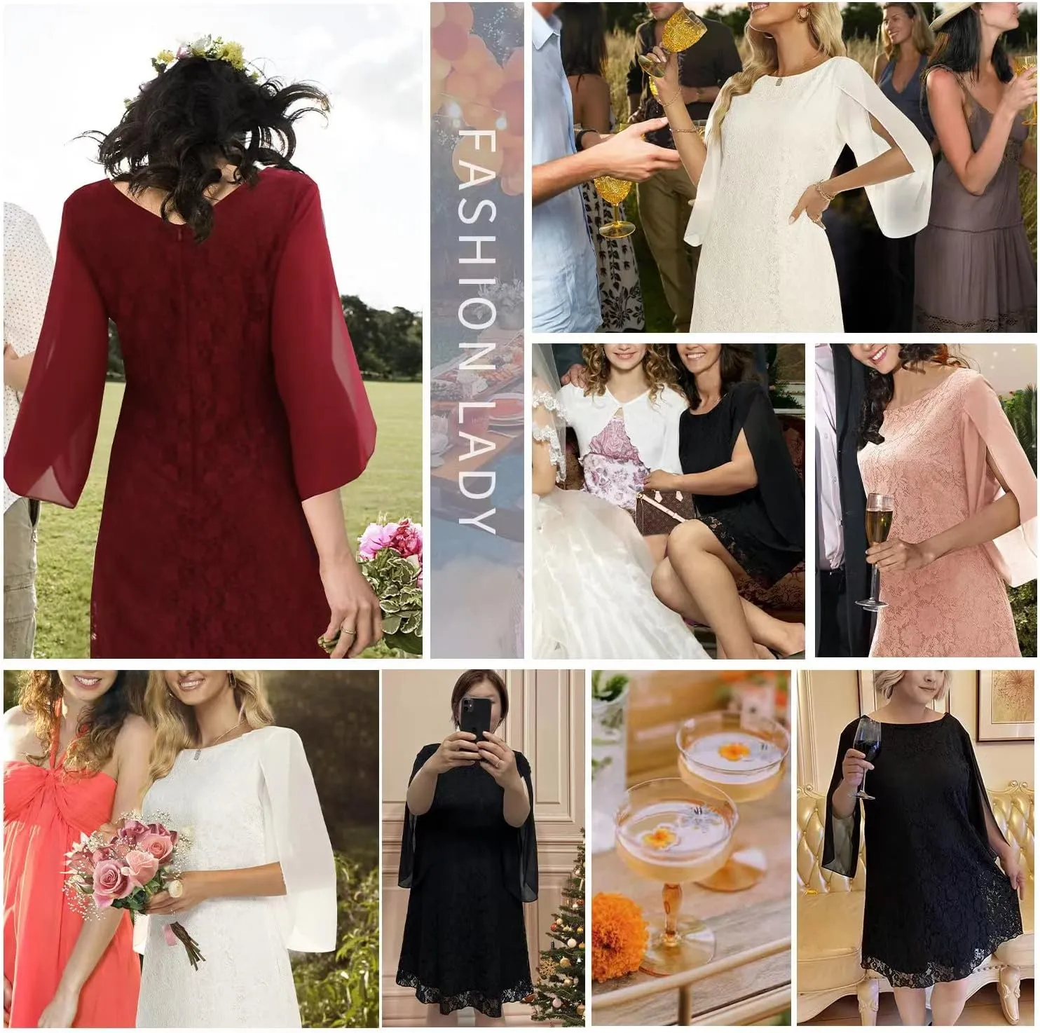 Wedding Guest Cocktail & Formal Dresses for Women - Lace Sequin Prom Evening Dress