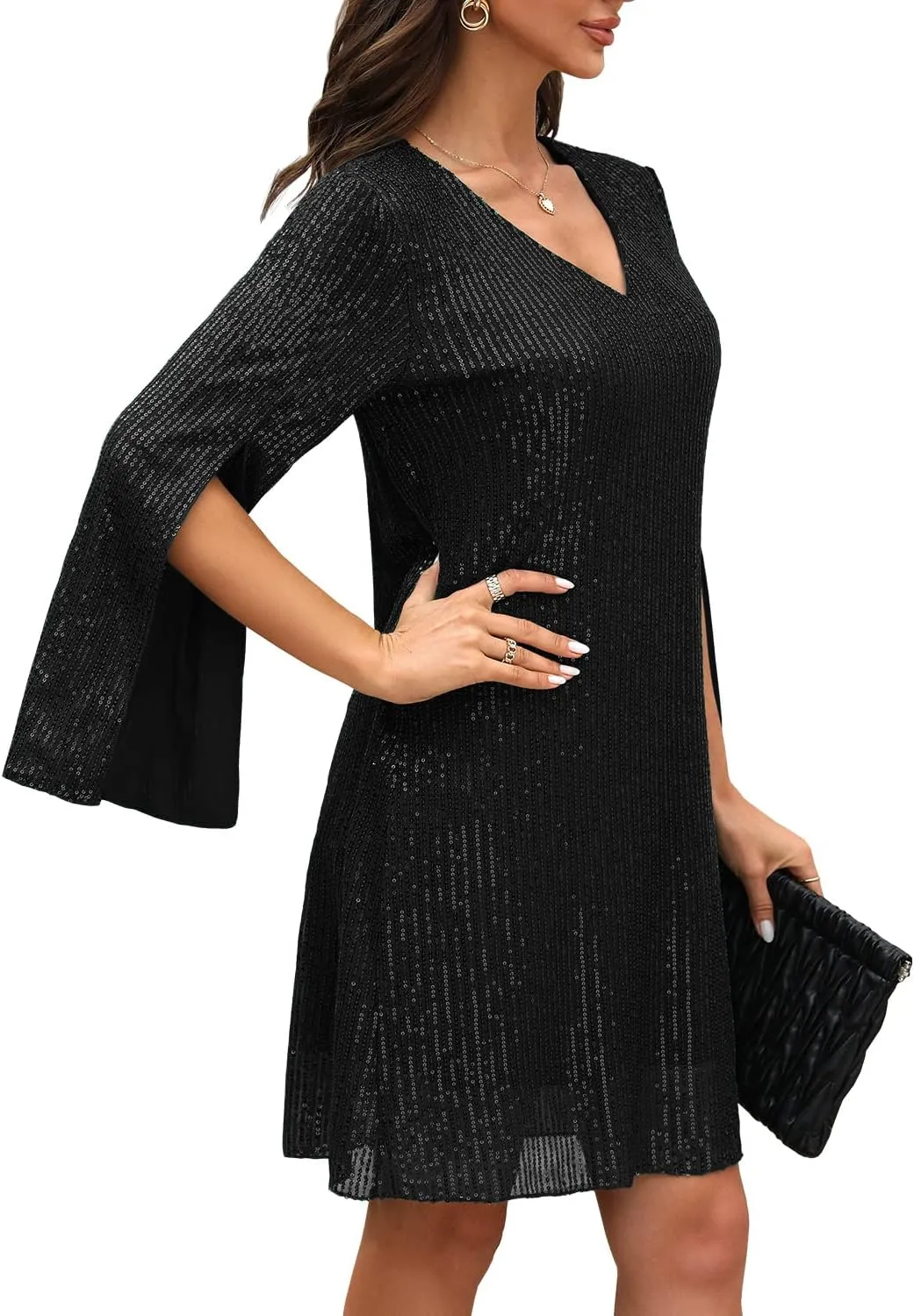 Wedding Guest Cocktail & Formal Dresses for Women - Lace Sequin Prom Evening Dress