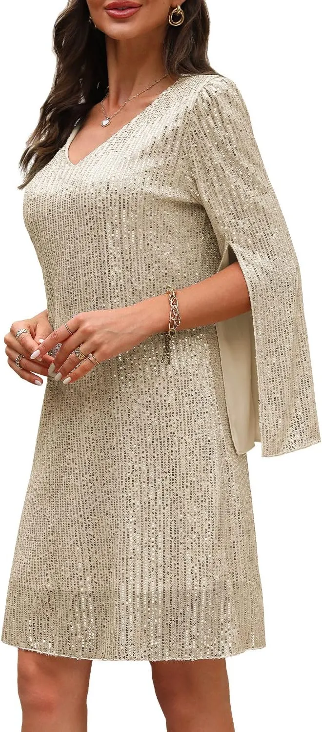 Wedding Guest Cocktail & Formal Dresses for Women - Lace Sequin Prom Evening Dress