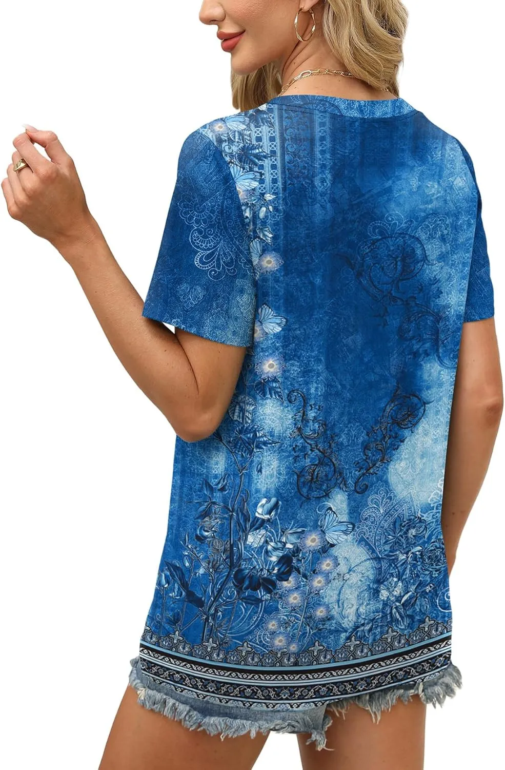 WEESO Womens Tops Summer Short Sleeve V Neck Blouses Business Casual Loose Fit Tshirts Trendy Fashion Outfits