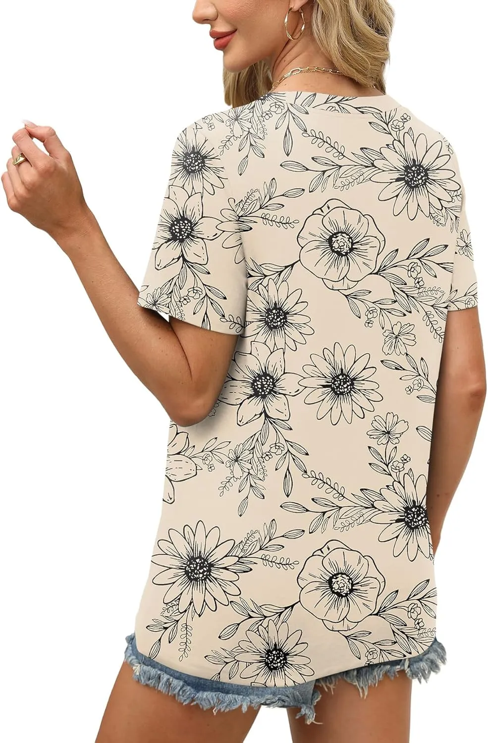 WEESO Womens Tops Summer Short Sleeve V Neck Blouses Business Casual Loose Fit Tshirts Trendy Fashion Outfits