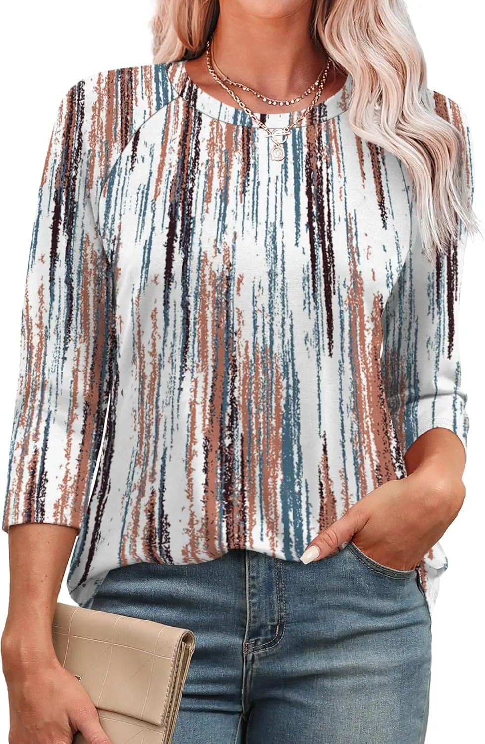 WIHOLL 3/4 Length Sleeve Womens Tops Summer Basic Business Casual Blouses 2025 Fashion
