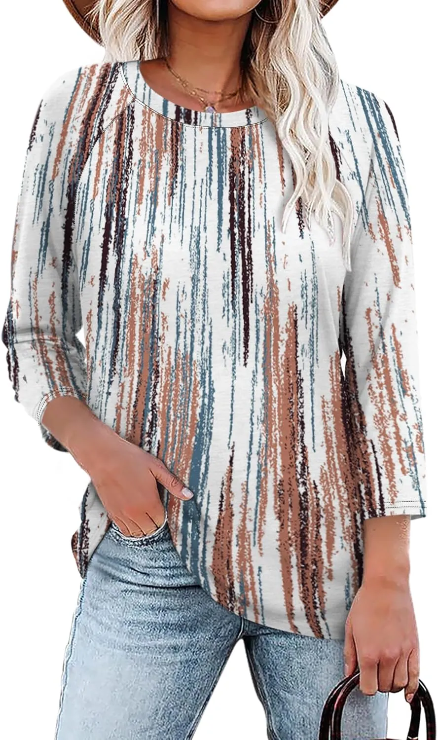 WIHOLL 3/4 Length Sleeve Womens Tops Summer Basic Business Casual Blouses 2025 Fashion