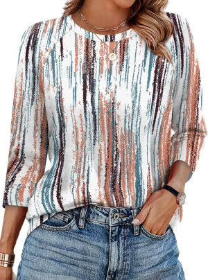 WIHOLL 3/4 Length Sleeve Womens Tops Summer Basic Business Casual Blouses 2025 Fashion