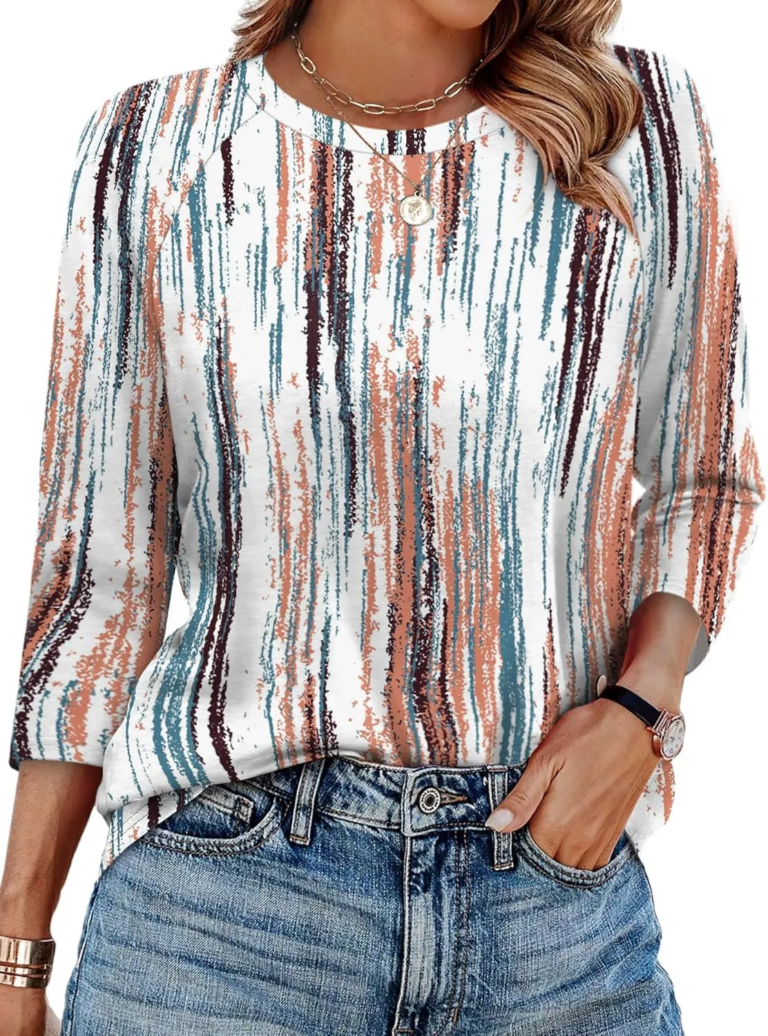 WIHOLL 3/4 Length Sleeve Womens Tops Summer Basic Business Casual Blouses 2025 Fashion