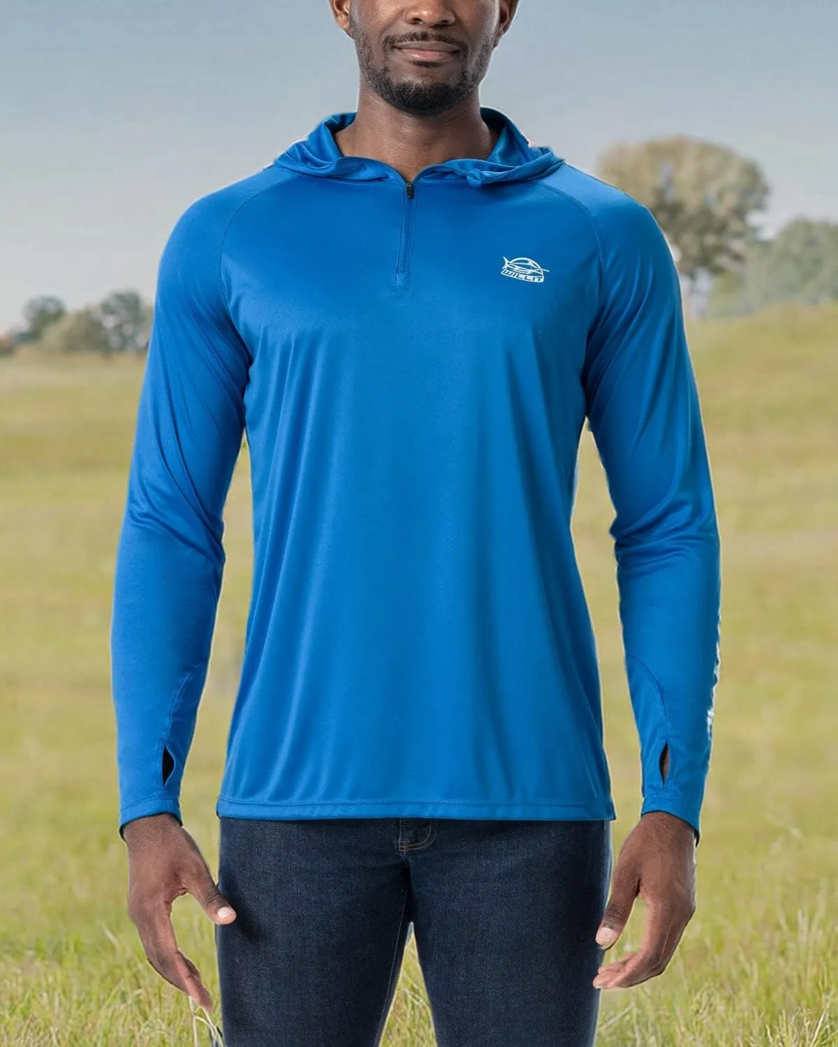 Willit Men's UPF 50  Sun Hoodie Fishing Shirt Half Zip Long Sleeve SPF Hiking Shirt Lightweight