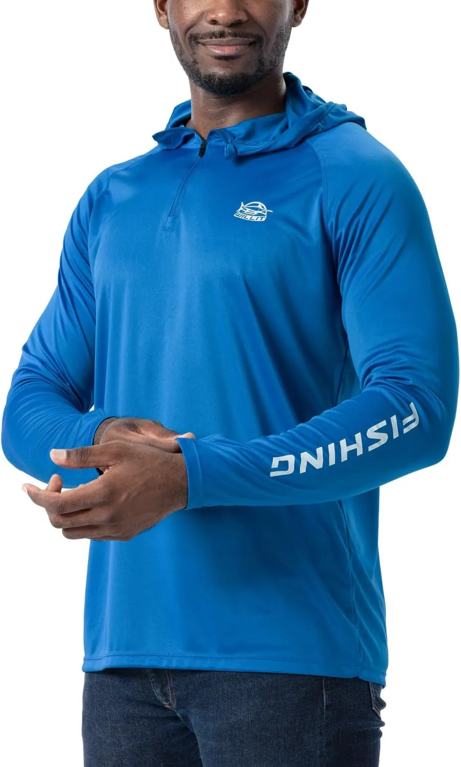 Willit Men's UPF 50  Sun Hoodie Fishing Shirt Half Zip Long Sleeve SPF Hiking Shirt Lightweight