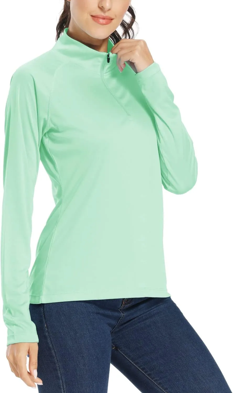 Willit Women's UPF 50  Sun Protection Shirt SPF Long Sleeve Lightweight Half-Zip Golf Outdoor Shirt Quick Dry Rash Guard