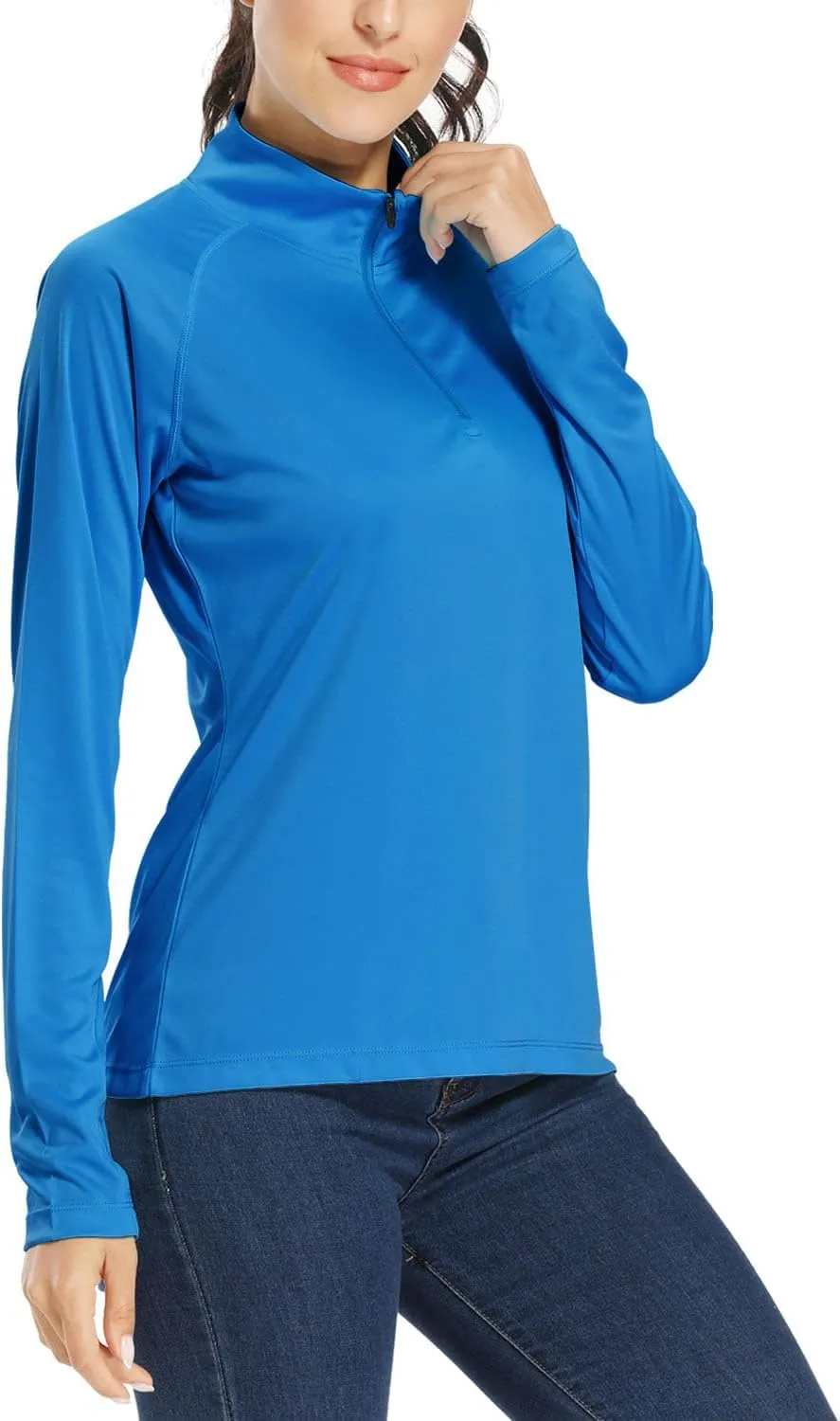 Willit Women's UPF 50  Sun Protection Shirt SPF Long Sleeve Lightweight Half-Zip Golf Outdoor Shirt Quick Dry Rash Guard