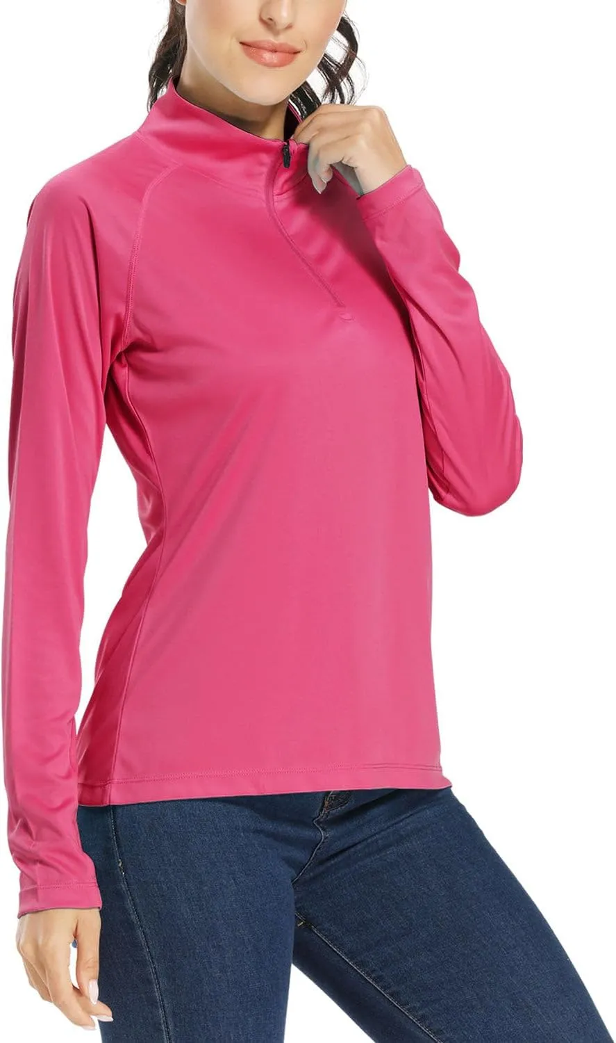 Willit Women's UPF 50  Sun Protection Shirt SPF Long Sleeve Lightweight Half-Zip Golf Outdoor Shirt Quick Dry Rash Guard
