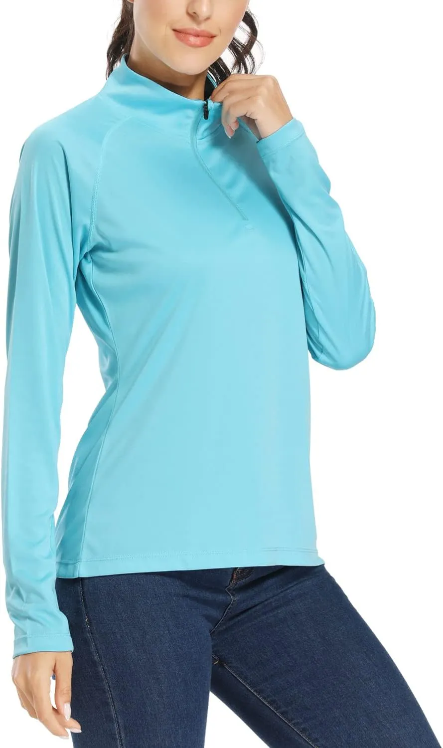 Willit Women's UPF 50  Sun Protection Shirt SPF Long Sleeve Lightweight Half-Zip Golf Outdoor Shirt Quick Dry Rash Guard