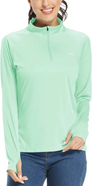 Willit Women's UPF 50  Sun Protection Shirt SPF Long Sleeve Lightweight Half-Zip Golf Outdoor Shirt Quick Dry Rash Guard