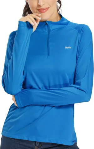 Willit Women's UPF 50  Sun Protection Shirt SPF Long Sleeve Lightweight Half-Zip Golf Outdoor Shirt Quick Dry Rash Guard