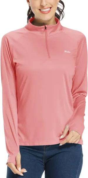 Willit Women's UPF 50  Sun Protection Shirt SPF Long Sleeve Lightweight Half-Zip Golf Outdoor Shirt Quick Dry Rash Guard