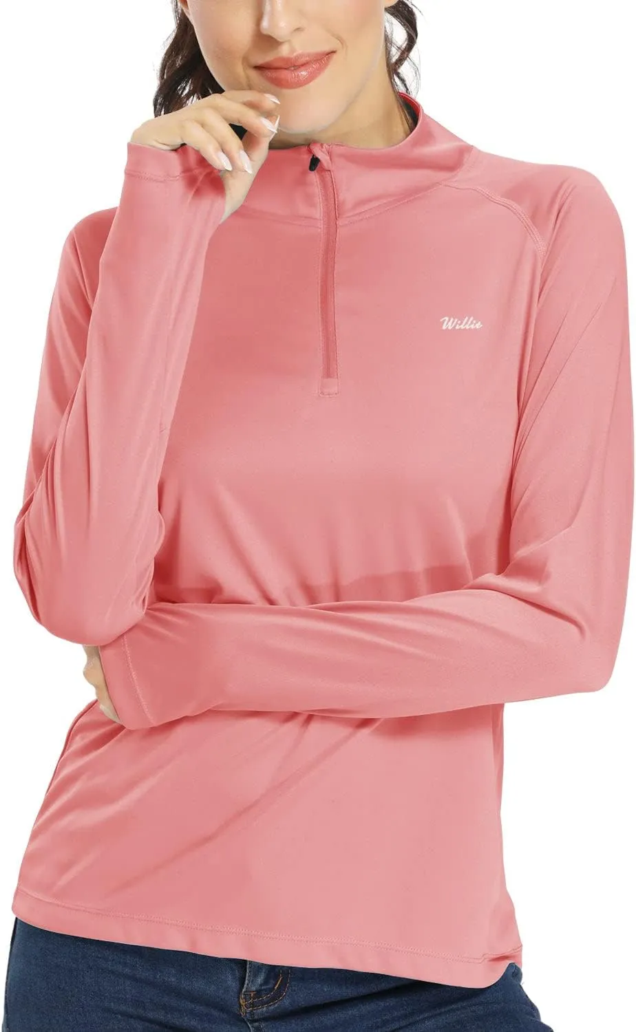 Willit Women's UPF 50  Sun Protection Shirt SPF Long Sleeve Lightweight Half-Zip Golf Outdoor Shirt Quick Dry Rash Guard