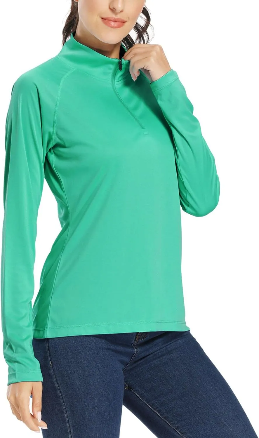 Willit Women's UPF 50  Sun Protection Shirt SPF Long Sleeve Lightweight Half-Zip Golf Outdoor Shirt Quick Dry Rash Guard