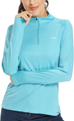 Willit Women's UPF 50  Sun Protection Shirt SPF Long Sleeve Lightweight Half-Zip Golf Outdoor Shirt Quick Dry Rash Guard