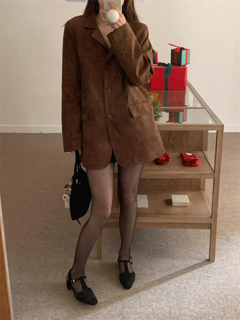 Winter Brown Faux Leather Jacket Womens Fall Fashion 2024 Trendy Suede Y2K Outerwear