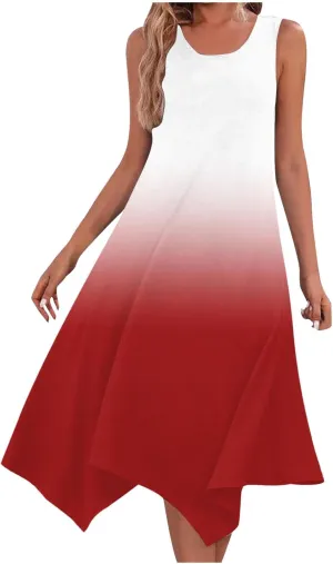 Women 2025 Summer Dress Casual Boho Sundress Ombre Tank Dress Swimwear Cover Up Beach Flowy Midi Vacation Dresses