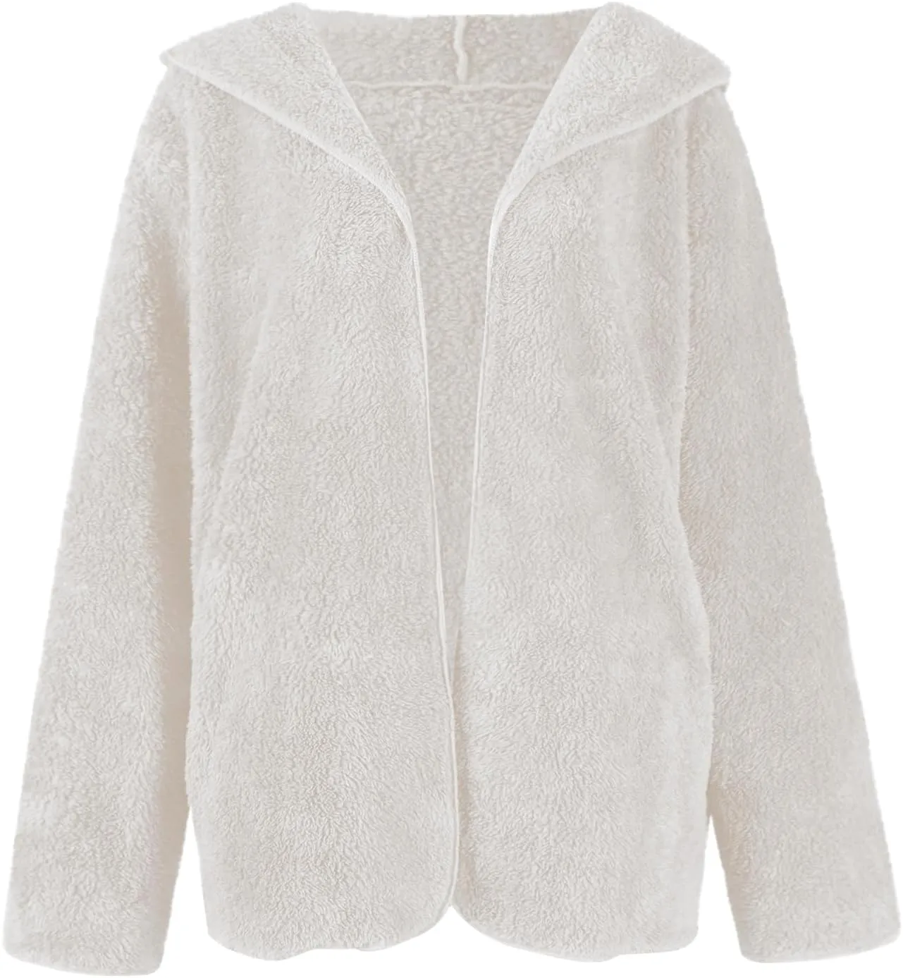 Women Sherpa Jacket Oversized Fleece Jacket Fall Teddy Bear Coat with Pockets Plus Size Open Front Hooded Cardigan