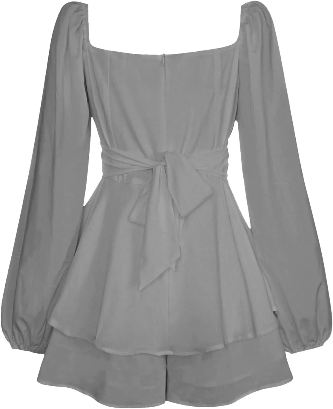 Women's 2025 Casual Long Sleeve Dresses Empire Waist Tie Back a Line Mini Dresses Layer Ruffle Hem Short Dresses