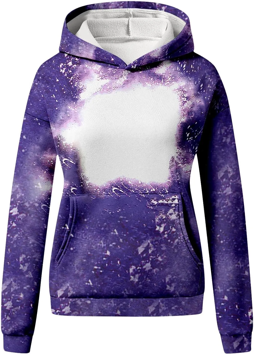 Womens Bleached Blank Print Hoodies Long Sleeve Casual 2024 Fall Oversized Pullover Tops Sweatshirt with Pockets
