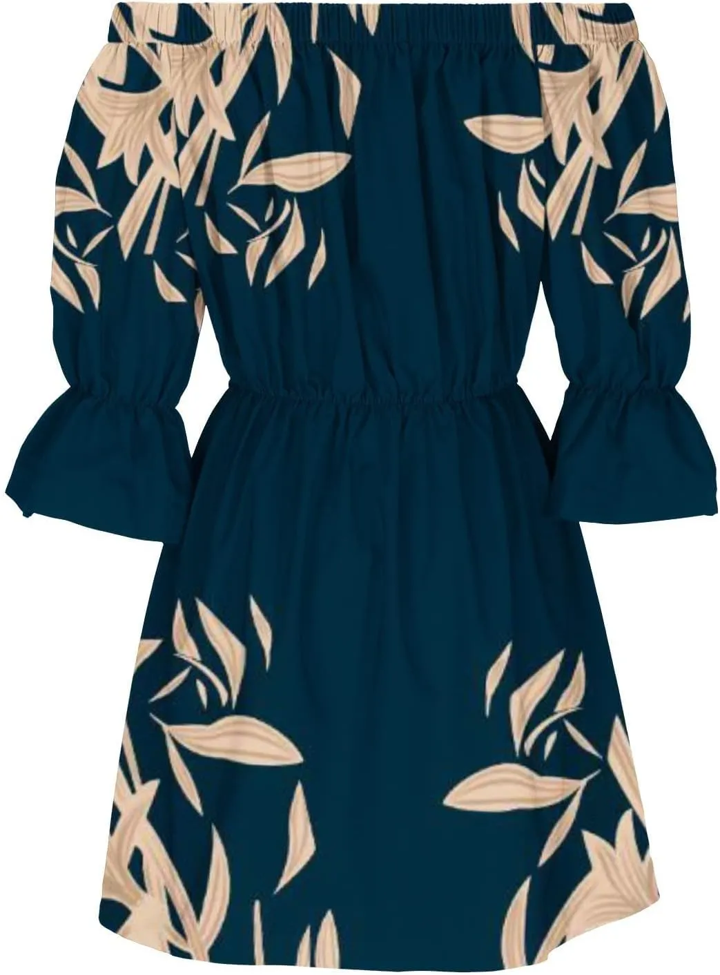 Women's Bodycon Dresses Summer Loose Casual Trendy Dress Cold Shoulder Floral Printed Ruffle Sleeve Dresses, S-3XL