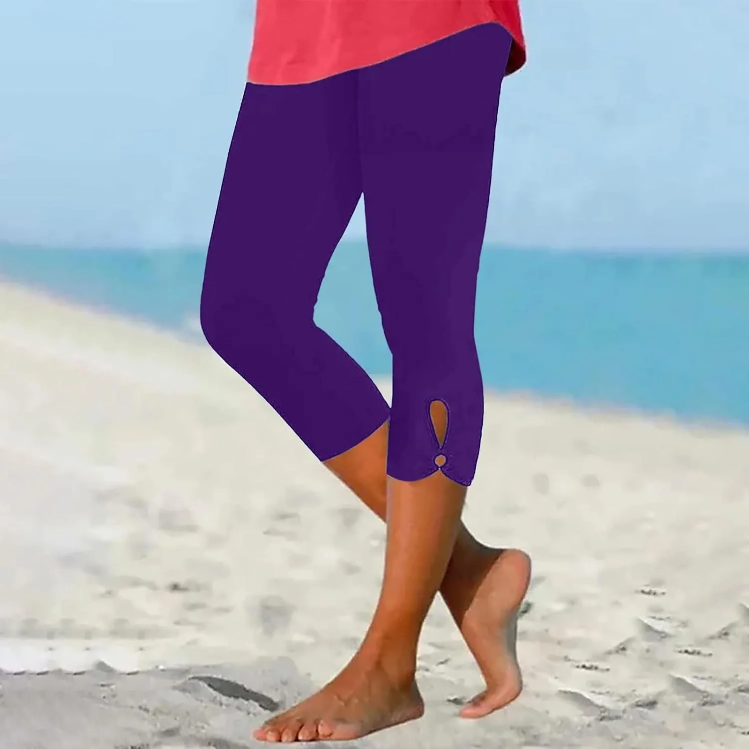 Women's Capri Pants High Waist Yoga Pants 2025 Trendy Sweatpants Spring Cropped Pants Stretchy Leggings for Summer