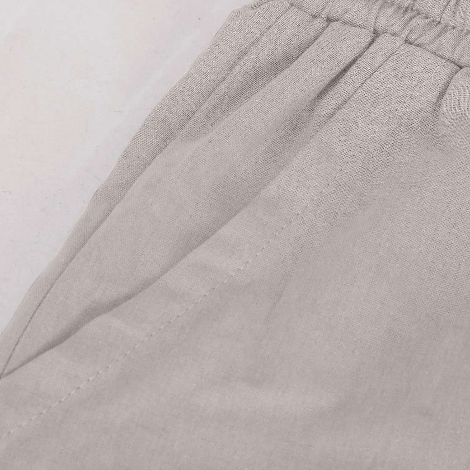 Women's Cotton Linen Drawstring High Waisted Pants Casual Loose Wide Leg Pants Plus Size Summer Trousers with Pockets