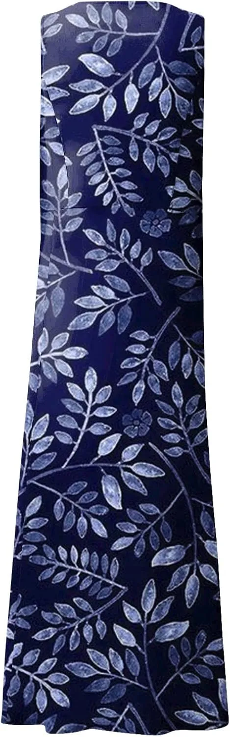 Womens Cotton Linen Sundress 2025 Plus Size Maxi Dresses for Curvy Women Summer Beach Vacation Tank Dress with Pockets