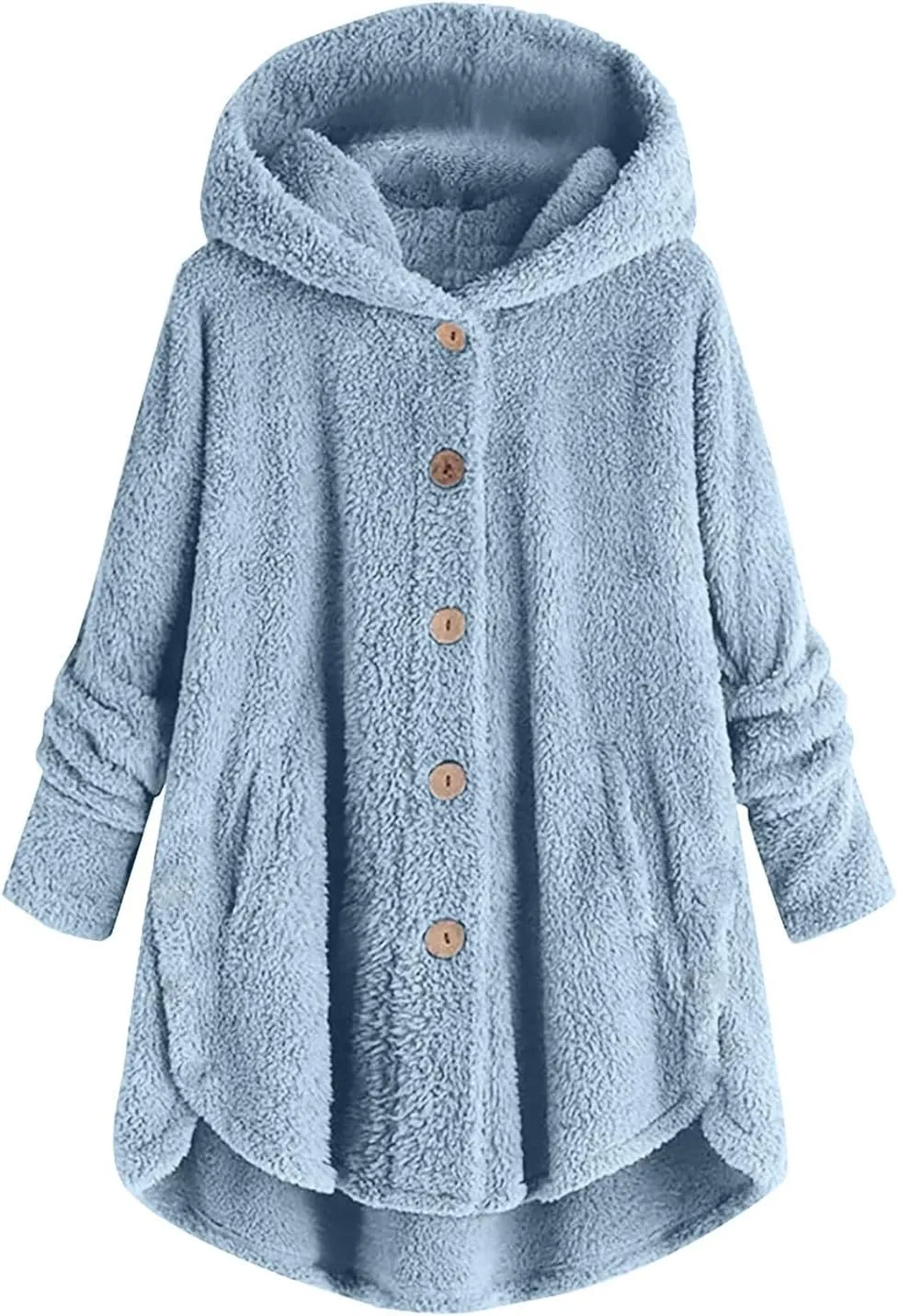 Womens Fuzzy Fleece Sherpa Hoodies Fashion Button Down Teddy Coat Oversized Sweatshirt with Pockets Jackets Cardigan