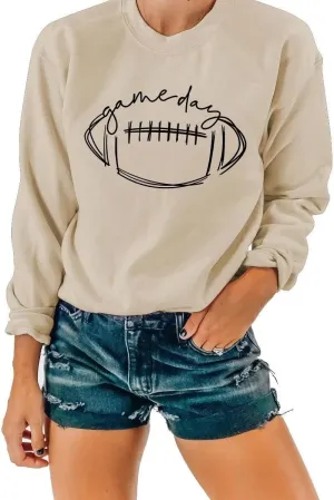 Womens Game Day Sweatshirt Outfits Football Mom Shirts Long Sleeve Crewneck Football Season Shirts Top