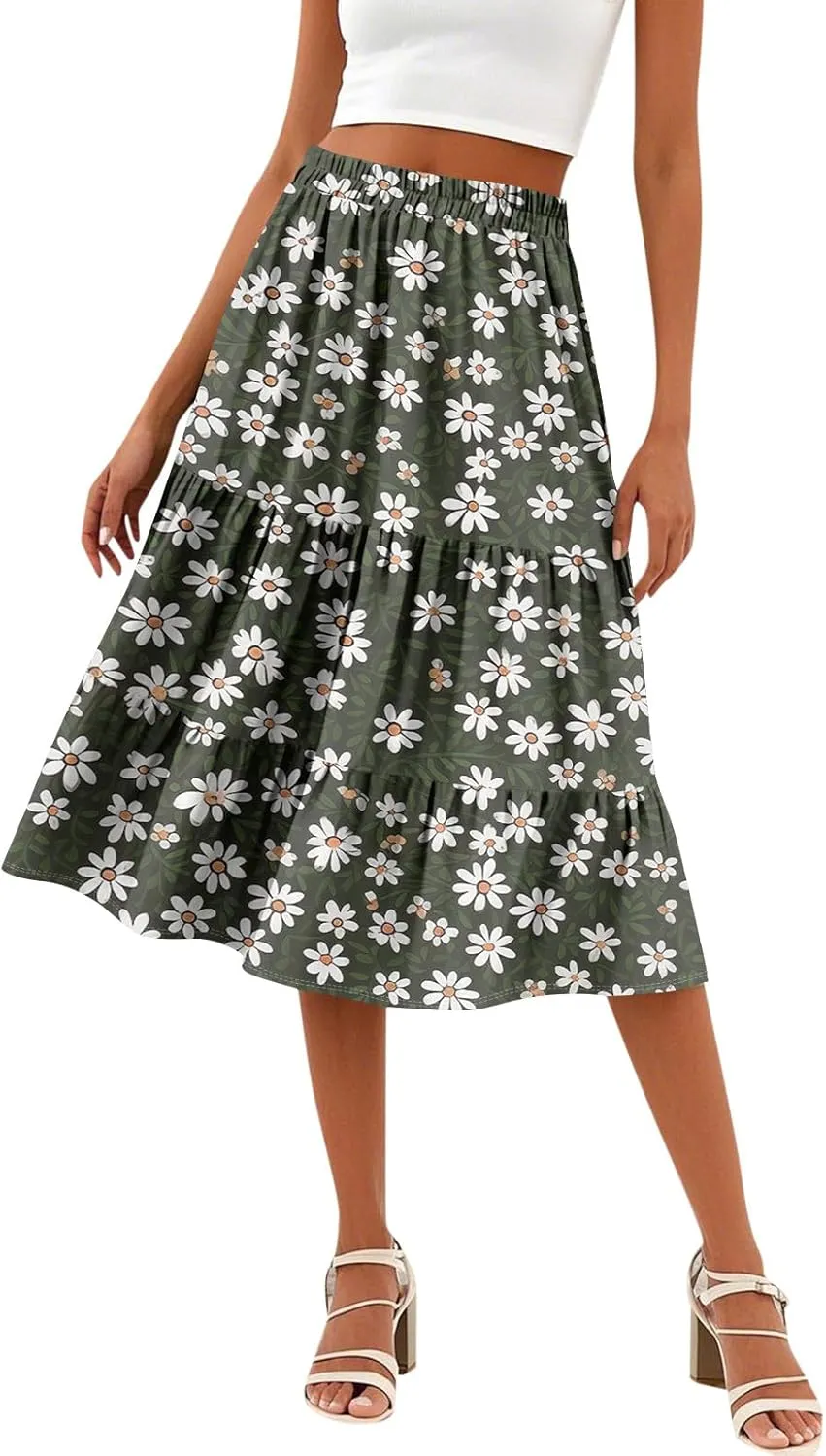 Women's Going Out Casual Elegant High Waist Drawstring A-line Boho Holiday Swing Skirt with Pockets