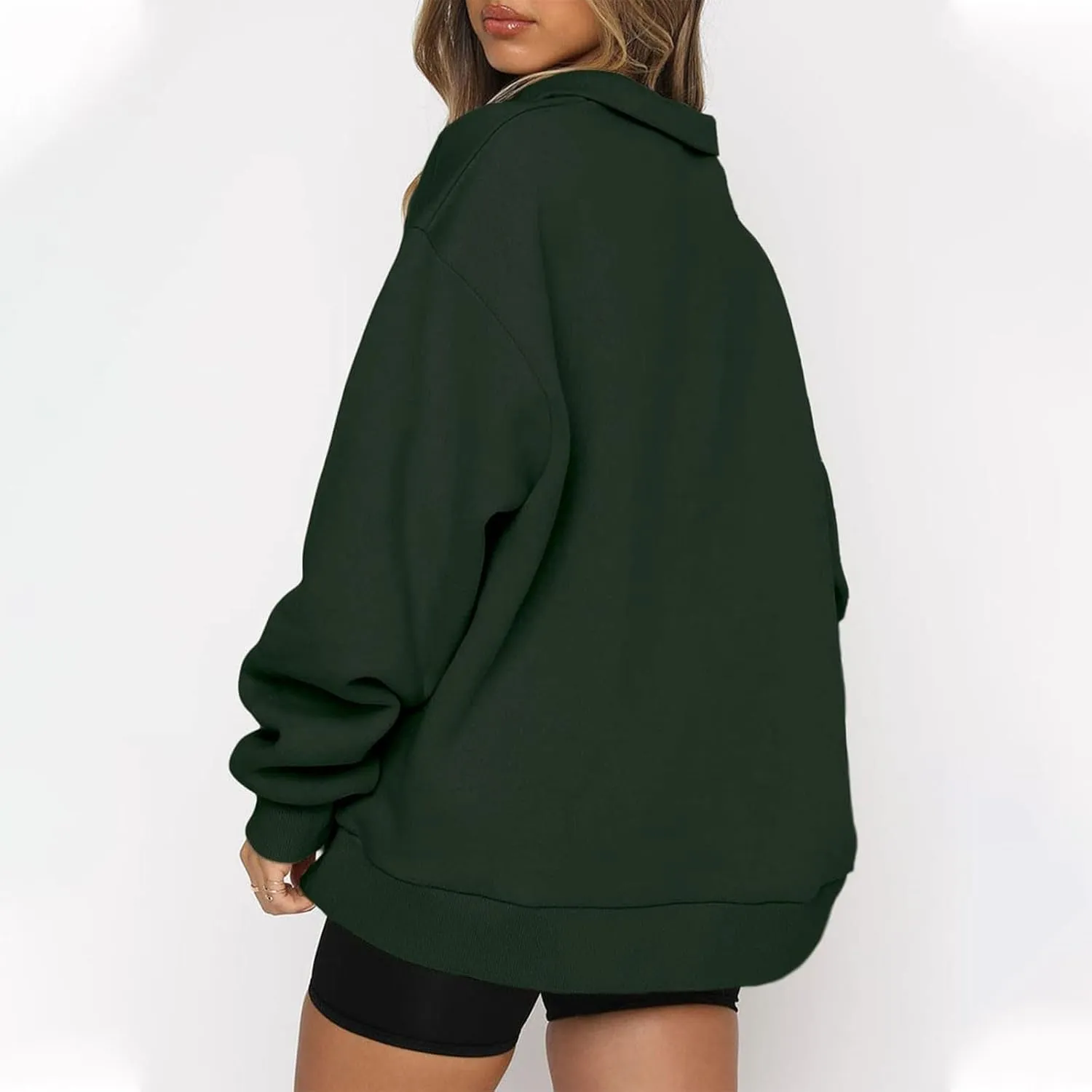Womens Half Zip Pullover Oversized Sweatshirts Hoodies Fall Fashion Outfits 2024 Y2k Clothes