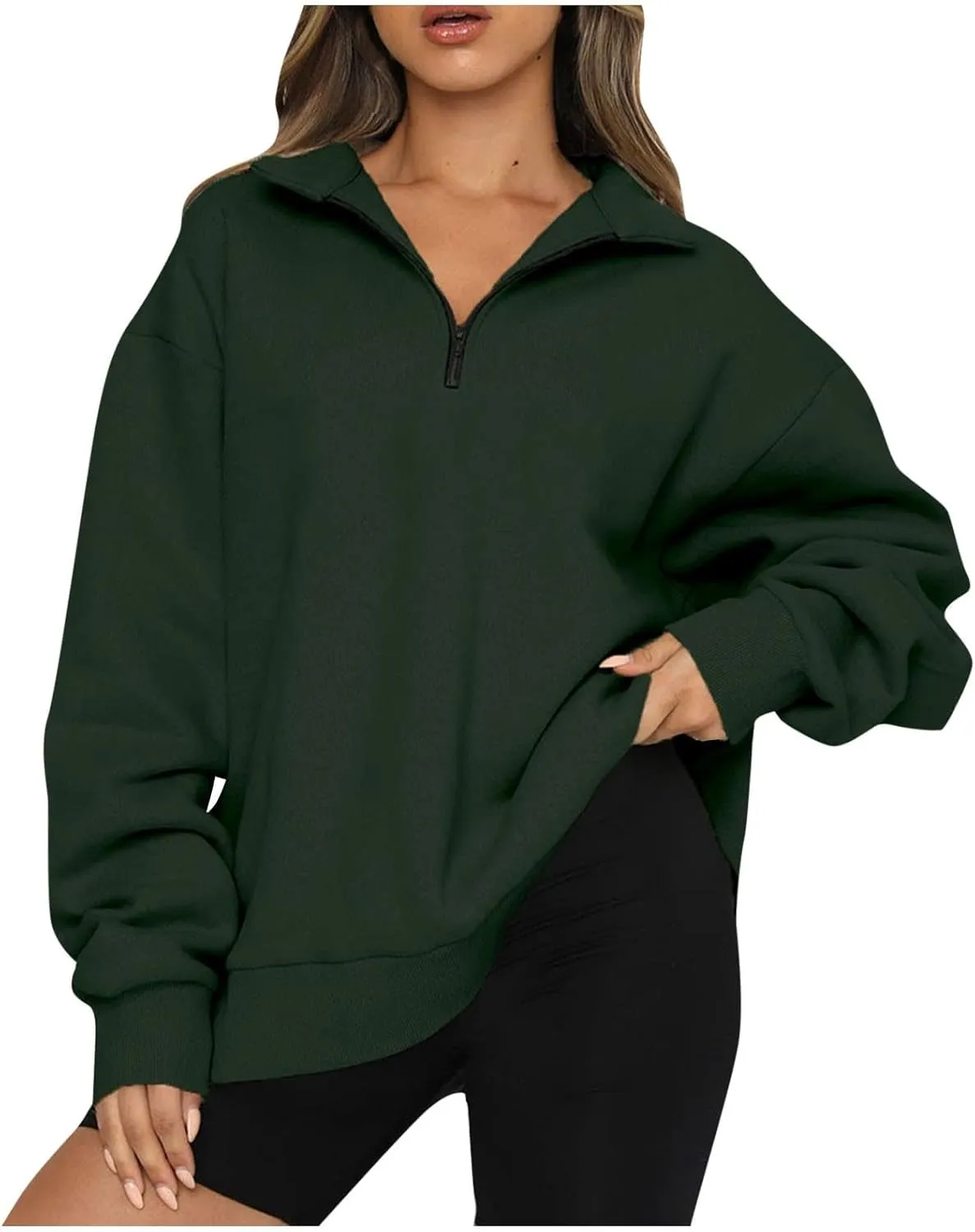 Womens Half Zip Pullover Oversized Sweatshirts Hoodies Fall Fashion Outfits 2024 Y2k Clothes
