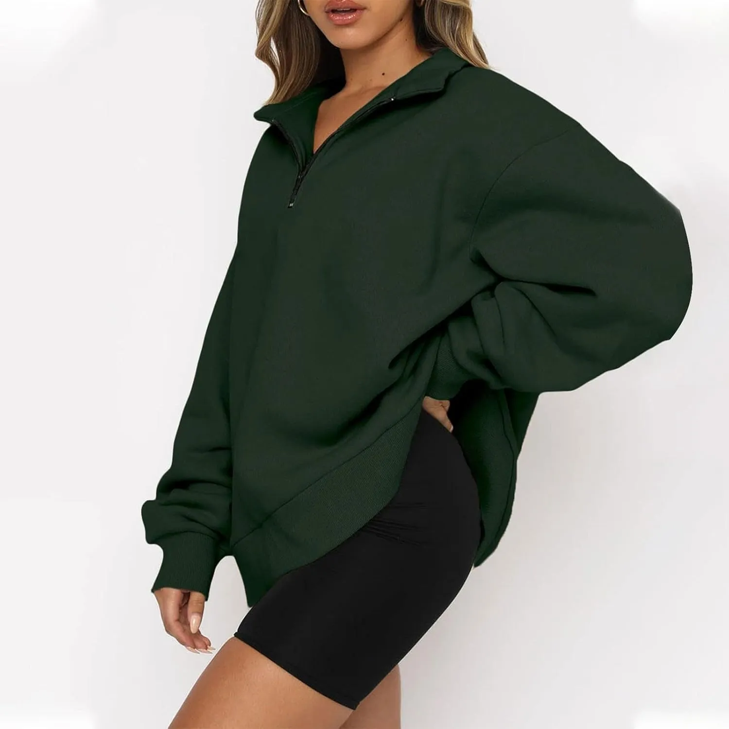 Womens Half Zip Pullover Oversized Sweatshirts Hoodies Fall Fashion Outfits 2024 Y2k Clothes