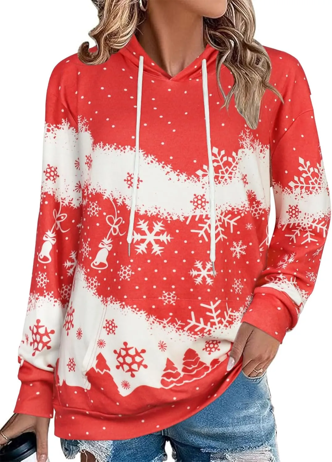 Women's Hoodies Long Sleeve Sweatshirts Drawstring Pullover Tops with Pocket Casual Loose Blouses Tunic