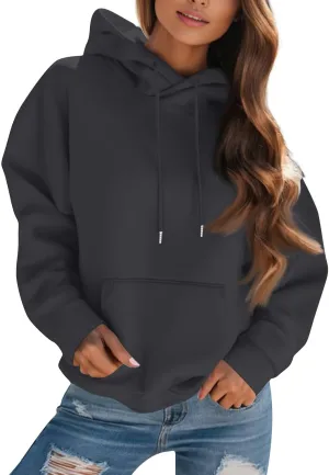 Womens Hoodies Oversized Fleece Hooded Sweatshirt Lightweight Drop Shoulder Trendy Y2K Hoodie Pullover with Pockets