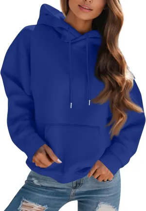 Womens Hoodies Oversized Fleece Hooded Sweatshirt Lightweight Drop Shoulder Trendy Y2K Hoodie Pullover with Pockets