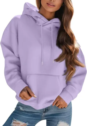 Womens Hoodies Oversized Fleece Hooded Sweatshirt Lightweight Drop Shoulder Trendy Y2K Hoodie Pullover with Pockets