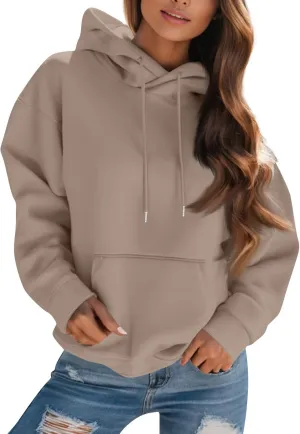 Womens Hoodies Oversized Fleece Hooded Sweatshirt Lightweight Drop Shoulder Trendy Y2K Hoodie Pullover with Pockets