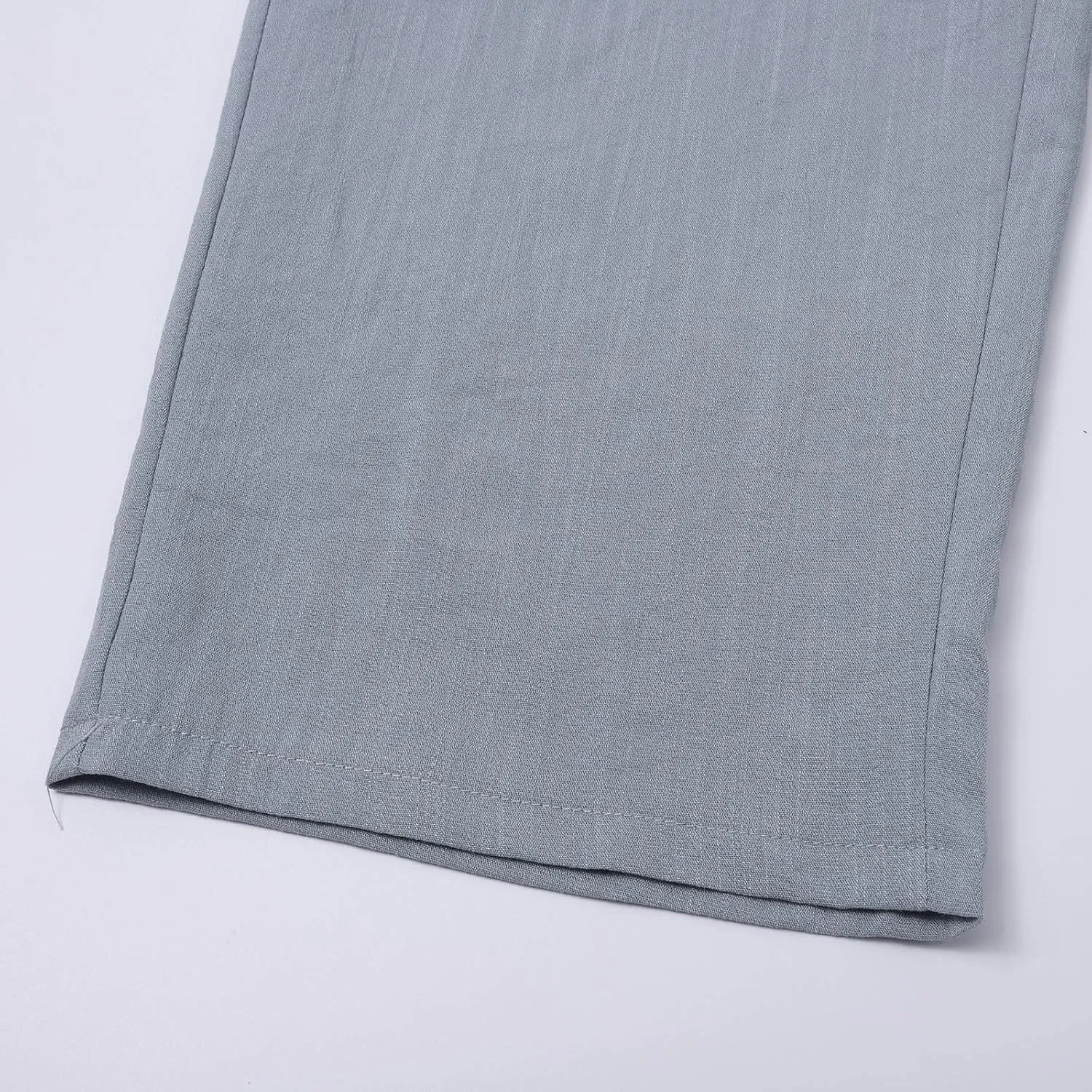 Women's Linen Pants for Summer Elastic Waist Wide Leg Cropped Pants Casual Flared Capris Lounge Trousers with Pockets