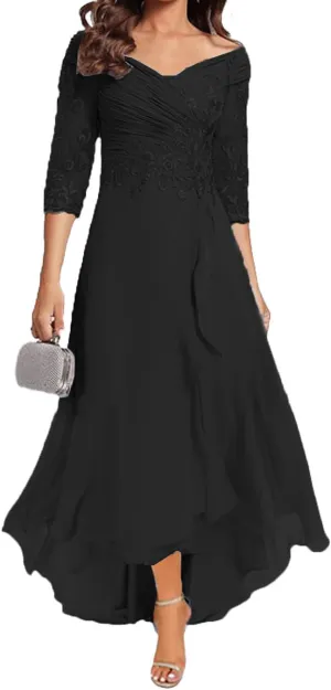 Women's Mother of The Bride Dresses for Wedding Long Chiffon V Neck Formal Evening Party Dresses YB33